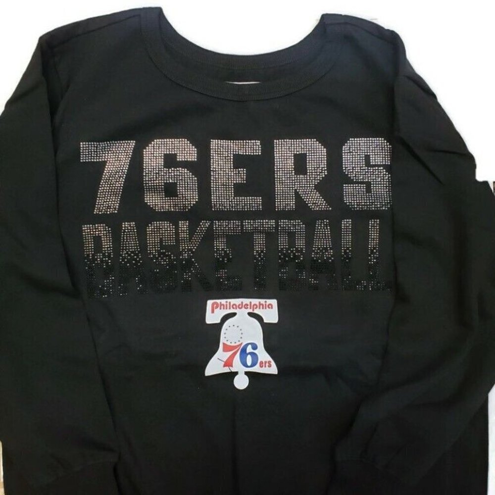 NBA Philadelphia 76ers Womens Size M Showtime Pull Over Sweater GIII 4 Her Black - Picture 3 of 5